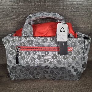 Tahari Satchel "Bree" Pewter Leopard Handbag Top Handle or Shoulder Purse New